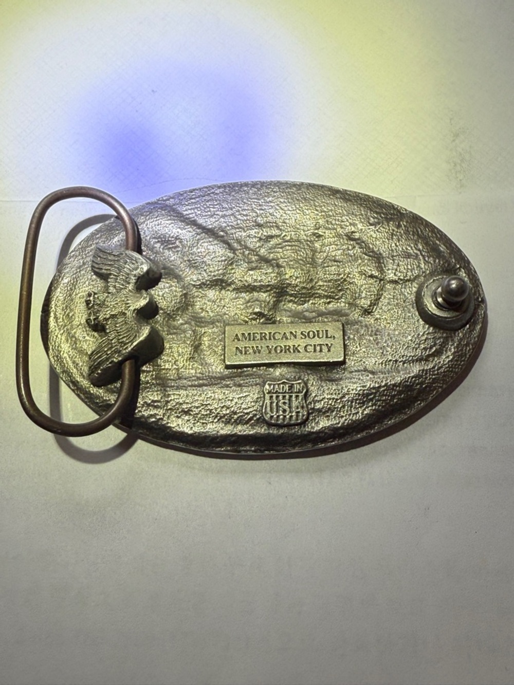 NASA American Soul New York City made in America Silver & Blue Oval Belt Buckle - Picture 7 of 13